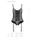 Корсет зі шнурівкою Passion NESSY CORSET L/XL black, стрінги з відкритим доступом, пажі для панчіх-4