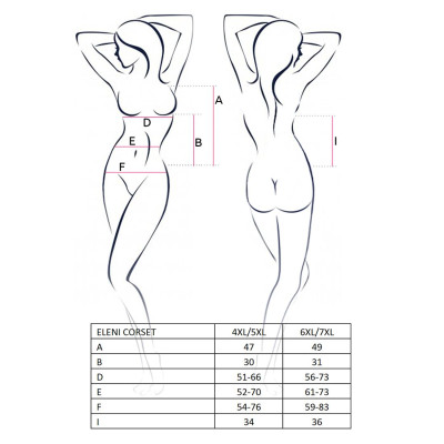(SALE) Корсет з пажами ELENI CORSET white 4XL / 5XL - Passion, трусики