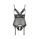 Корсет з відкритими грудьми DIABOLINA CORSET black S/M - Passion, пажі, трусики, напівпрозорий-2