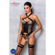 Сітчастий комплект корсет з халтером, зйомні підв'язки та трусики Amanda Corset black XXL/XXXL - Pas-2