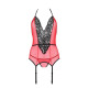 Корсет з пажами для панчіх Passion PEONIA CORSET XXL/XXXL red стрінги-3