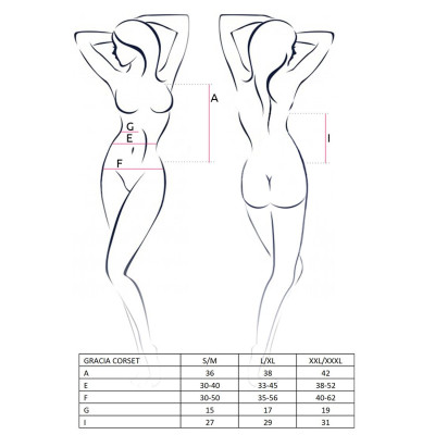 Корсет з пажами GRACIA CORSET black XXL/XXXL - Passion, трусики, напівпрозорий