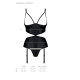 Корсет з відкритими грудьми Passion JANNIES CORSET L/XL black, стрінги в наборі-4