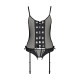 Корсет зі шнурівкою Passion NESSY CORSET S/M black, стрінги з відкритим доступом, пажі для панчіх-2