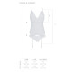Корсет із пажами, трусики з ажурним декором та відкритим кроком Ursula Corset white S/M — Passion-4