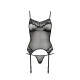 Корсет з пажами MELANIA CORSET black L/XL - Passion, трусики, напівпрозорий-4