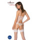 Корсет із пажами, трусики з ажурним декором та відкритим кроком Ursula Corset white S/M — Passion-1