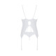 Корсет із пажами, трусики з ажурним декором та відкритим кроком Ursula Corset white S/M — Passion-3