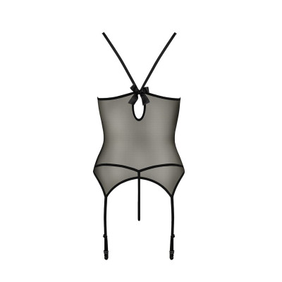Корсет з пажами MELANIA CORSET black L/XL - Passion, трусики, напівпрозорий Корсет з пажами MELANIA CORSET black L/XL - Passion, трусики, напівпрозорий
