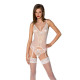 Корсет із пажами, трусики з ажурним декором та відкритим кроком Ursula Corset white S/M — Passion