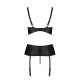 Корсет з відкритими грудьми Passion JANNIES CORSET S/M black, стрінги в наборі-3