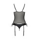 Корсет зі шнурівкою Passion NESSY CORSET XXL/XXXL black, стрінги з відкритим доступом, пажі для панч-3