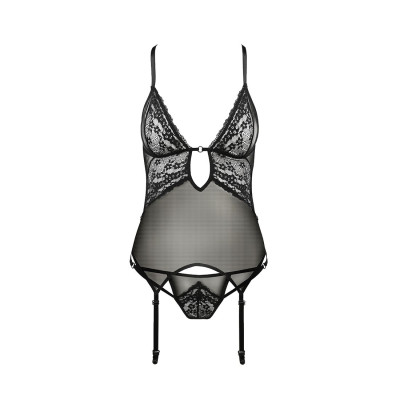 Корсет з декольте ERZA CORSET black XXL/XXXL - Passion, пажі, трусики, напівпрозорий Корсет з декольте ERZA CORSET black XXL/XXXL - Passion, пажі, трусики, напівпрозорий