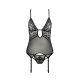 Корсет з декольте ERZA CORSET black XXL/XXXL - Passion, пажі, трусики, напівпрозорий-2