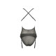 Корсет з декольте ERZA CORSET black XXL/XXXL - Passion, пажі, трусики, напівпрозорий-3