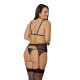 Корсет із пажами Passion Amberly Corset 6XL/7XL black, асиметричний крій, мережива, стрінги-1