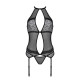 Корсет з пажами Passion SATARA CORSET S/M black, стрінги, мереживо, застібки спереду та ззаду-2