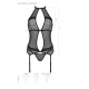 Корсет з пажами Passion SATARA CORSET S/M black, стрінги, мереживо, застібки спереду та ззаду-4