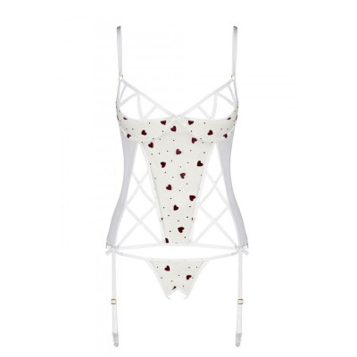 Корсет з підв'язками + стрінги LOVELIA CORSET white XXL/XXXL - Passion