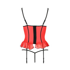 Корсет з відкритими грудьми CHERRY CORSET red L/XL - Passion Exclusive, трусики, пажі, стрепи, оборк