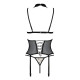 Корсет з відкритими грудьми Passion DOMINICA CORSET L/XL beige, пажі для панчіх, стрінги-3