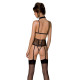 Корсет з відкритими грудьми Passion DOMINICA CORSET L/XL beige, пажі для панчіх, стрінги-1