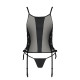 Сітчастий корсет з екошкіри, з люверсами та знімними пажами Malwia Corset black L/XL — Passion, стрі-4