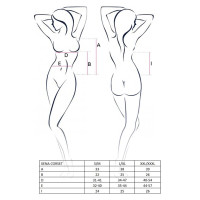 Корсет з пажами XENA CORSET white XXL/XXXL - Passion, трусики, квітковий узор, напівпрозорі