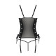 Сітчастий корсет з екошкіри, з люверсами та знімними пажами Malwia Corset black S/M — Passion, стрін-5