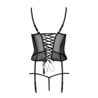 (SALE) Корсет з пажами PERDITA CORSET black L/XL - Passion Exclusive, стрепи, трусики, укорочений