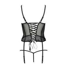(SALE) Корсет з пажами PERDITA CORSET black L/XL - Passion Exclusive, стрепи, трусики, укорочений