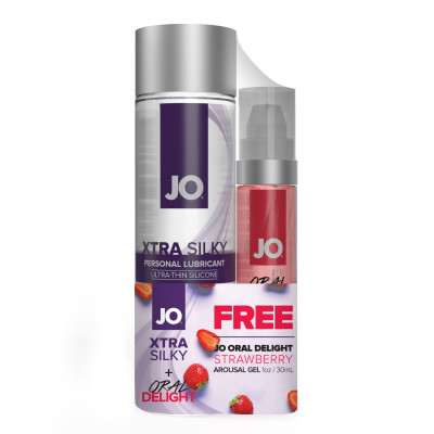 Розпродаж!!! Комплект JO GWP - Xtra Silky Silicone (120 мл) & Oral Delight - Strawberry (30 мл) (термін 10.2025)