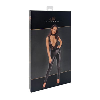 Комбінезон Noir Handmade F298 Libido Deep-V catsuit with collar and pearl chain - XXL