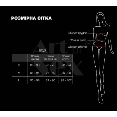 Лаковане боді Art of Sex - Jazz, колір чорний, розмір L
