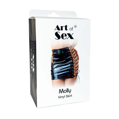 Спідниця на шнурівці Art of Sex - Molly, колір чорний з ефектом мокрого оксамиту, L-2XL