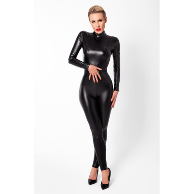 Комбінезон Noir Handmade F319 Caged wetlook catsuit with zippers and ring - S