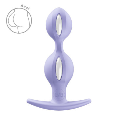 Анальні кульки Fun Factory B BALLS DUO Purple, ефект вібрації, діаметр 3,2 та 3,6 см