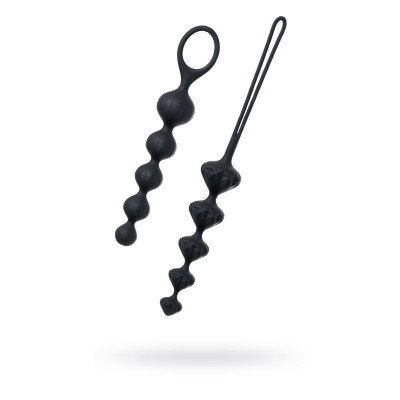 Набір анальних намистин Satisfyer Beads Black, силікон, макс. діаметр 3,3 см та 3,5 см Набір анальних намистин Satisfyer Beads Black, силікон, макс. діаметр 3,3 см та 3,5 см