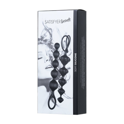 Набір анальних намистин Satisfyer Beads Black, силікон, макс. діаметр 3,3 см та 3,5 см Набір анальних намистин Satisfyer Beads Black, силікон, макс. діаметр 3,3 см та 3,5 см