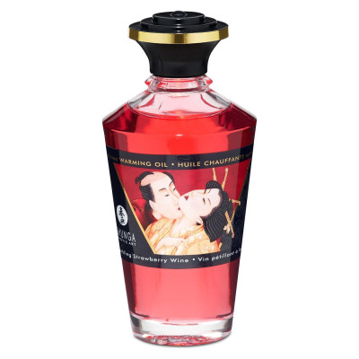 Розігрівальна олія Shunga Aphrodisiac Warming Oil – Sparkling Strawberry Wine (100 мл) без цукру Розігрівальна олія Shunga Aphrodisiac Warming Oil – Sparkling Strawberry Wine (100 мл) без цукру