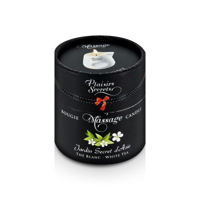 Масажна свічка Plaisirs Secrets White Tea (80 мл) подарункова упаковка, керамічний посуд