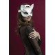 Маска кішечки Feral Feelings - Catwoman Mask, натуральна шкіра, біла-1