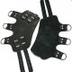 Поножі манжети для подвіса за ноги Leg Cuffs, натуральна шкіра, колір чорний-2