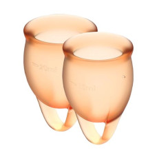 Набір менструальних чашок Satisfyer Feel Confident (orange), 15мл і 20мл, мішечок для зберігання