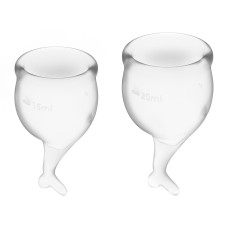 Набір менструальних чаш Satisfyer Feel Secure (transparent), 15мл і 20мл, мішечок для зберігання