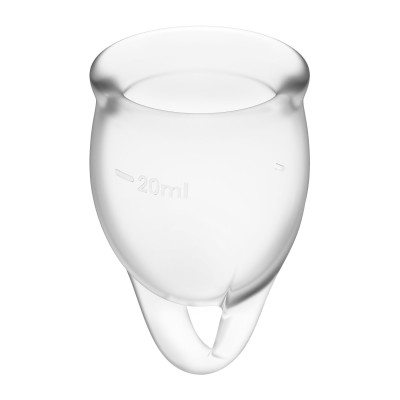 Набір менструальних чаш Satisfyer Feel Confident (Transparent), 15мл та 20мл, мішечок для зберігання Набір менструальних чаш Satisfyer Feel Confident (Transparent), 15мл та 20мл, мішечок для зберігання