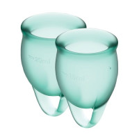Набір менструальних чашок Satisfyer Feel Confident (dark green), 15мл і 20мл, мішечок для зберігання