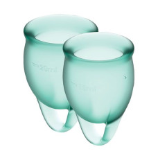 Набір менструальних чашок Satisfyer Feel Confident (dark green), 15мл і 20мл, мішечок для зберігання