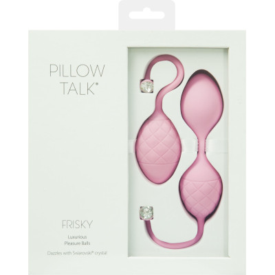 Розкішні вагінальні кульки PILLOW TALK - Frisky Pink з кристалом, діаметр 3,2 см, вага 49-75гр