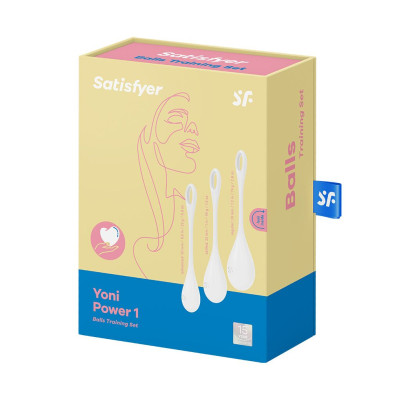 Набір йоні намистин Satisfyer Yoni Power 1 White, діаметр 2-2,5-3см, вага 22-46-74гр Набір йоні намистин Satisfyer Yoni Power 1 White, діаметр 2-2,5-3см, вага 22-46-74гр